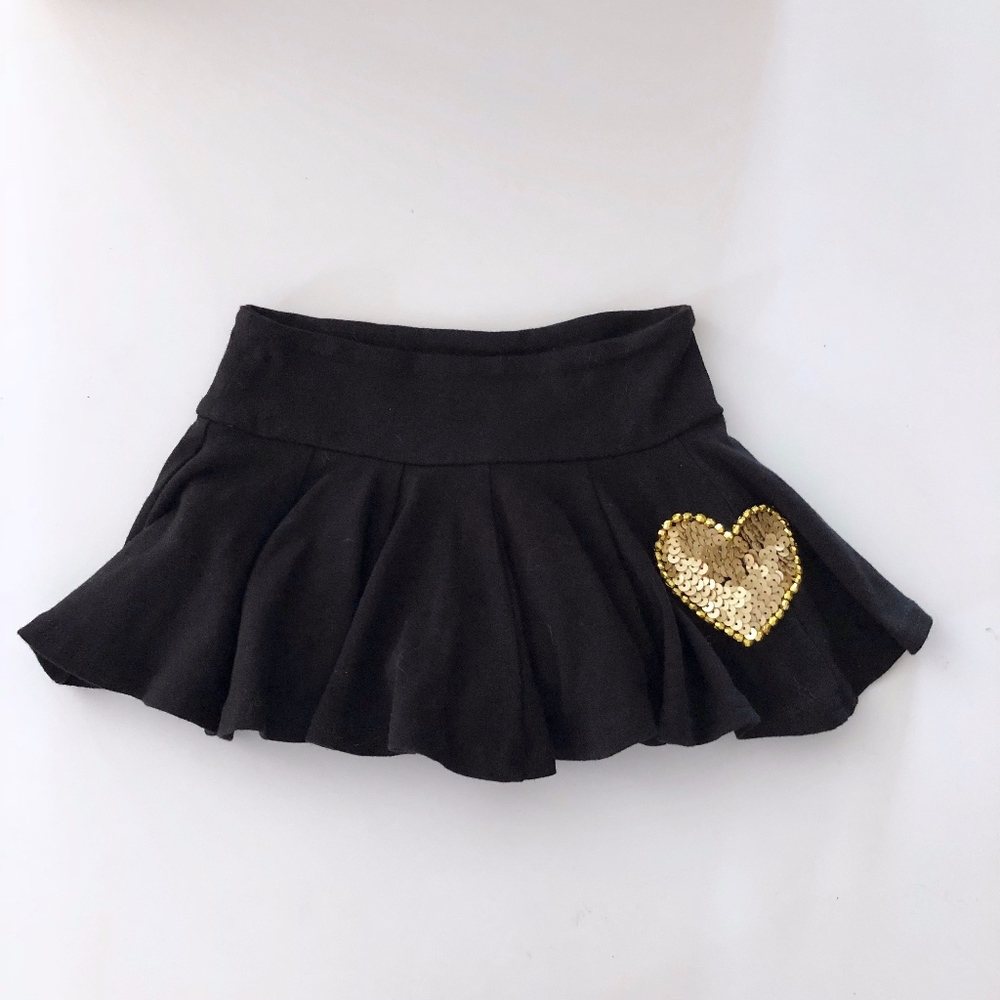 Girls Havengirl Black Skort Gold Sequin Heart 2